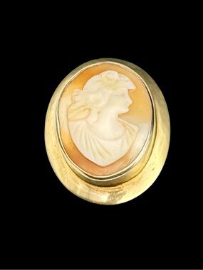 Vintage Art Deco Gold Filled Shell Cameo Brooch
